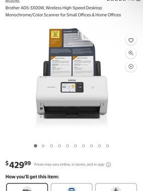 Brother ADS-3300W Wireless, High Speed
Desktop Scanner